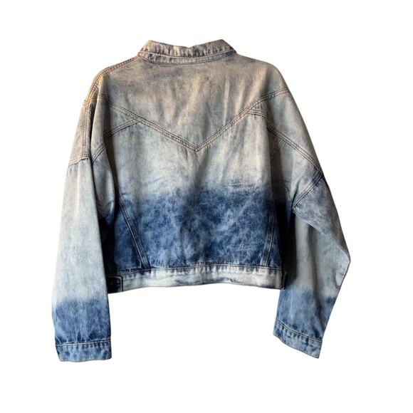 Fashion Nova Nonstop Denim Jacket Acid Wash Size 1X Ombré Cropped Long Sleeve - Picture 7 of 15
